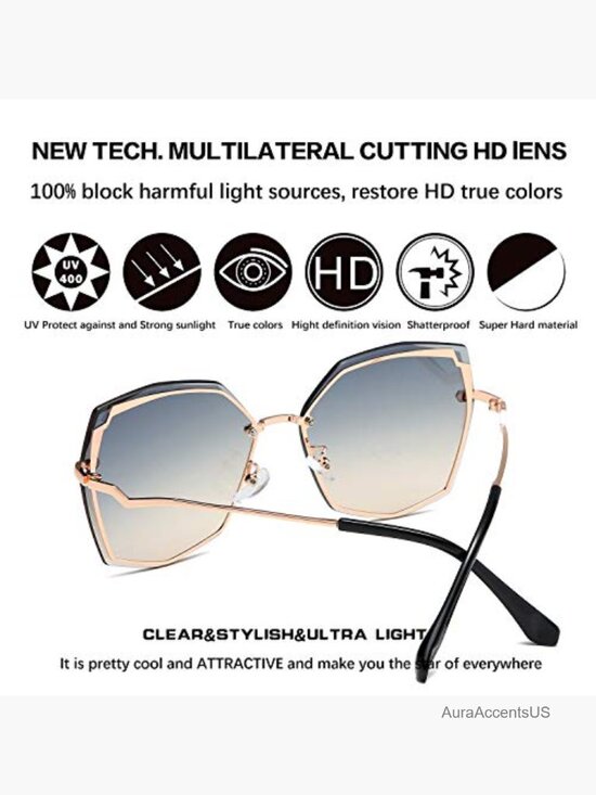 Trendy Polygon Oversized Sunglasses Metal Frame UV400 main image 4